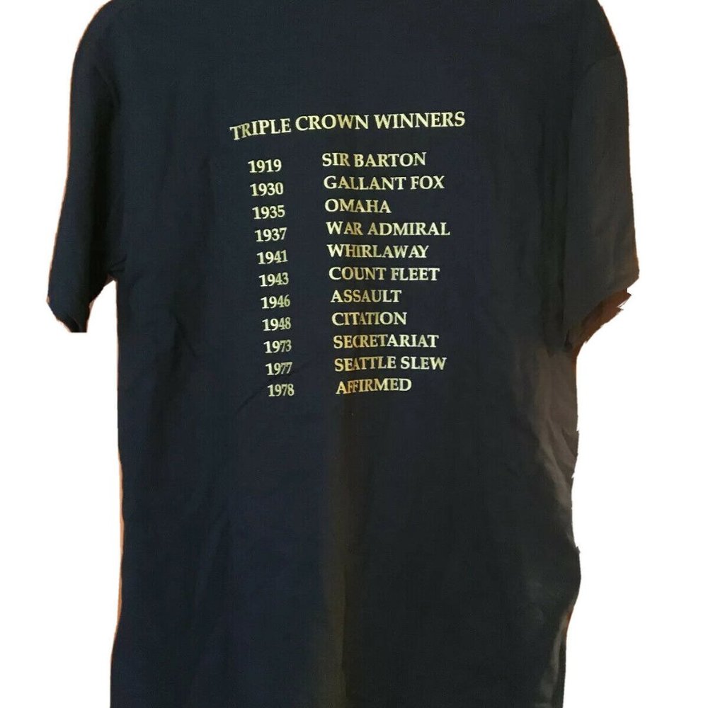 Madalay Place Triple Crown Kentucky Derby Preakness Belmont Stakes T-Shirt Large - Picture 3 of 8